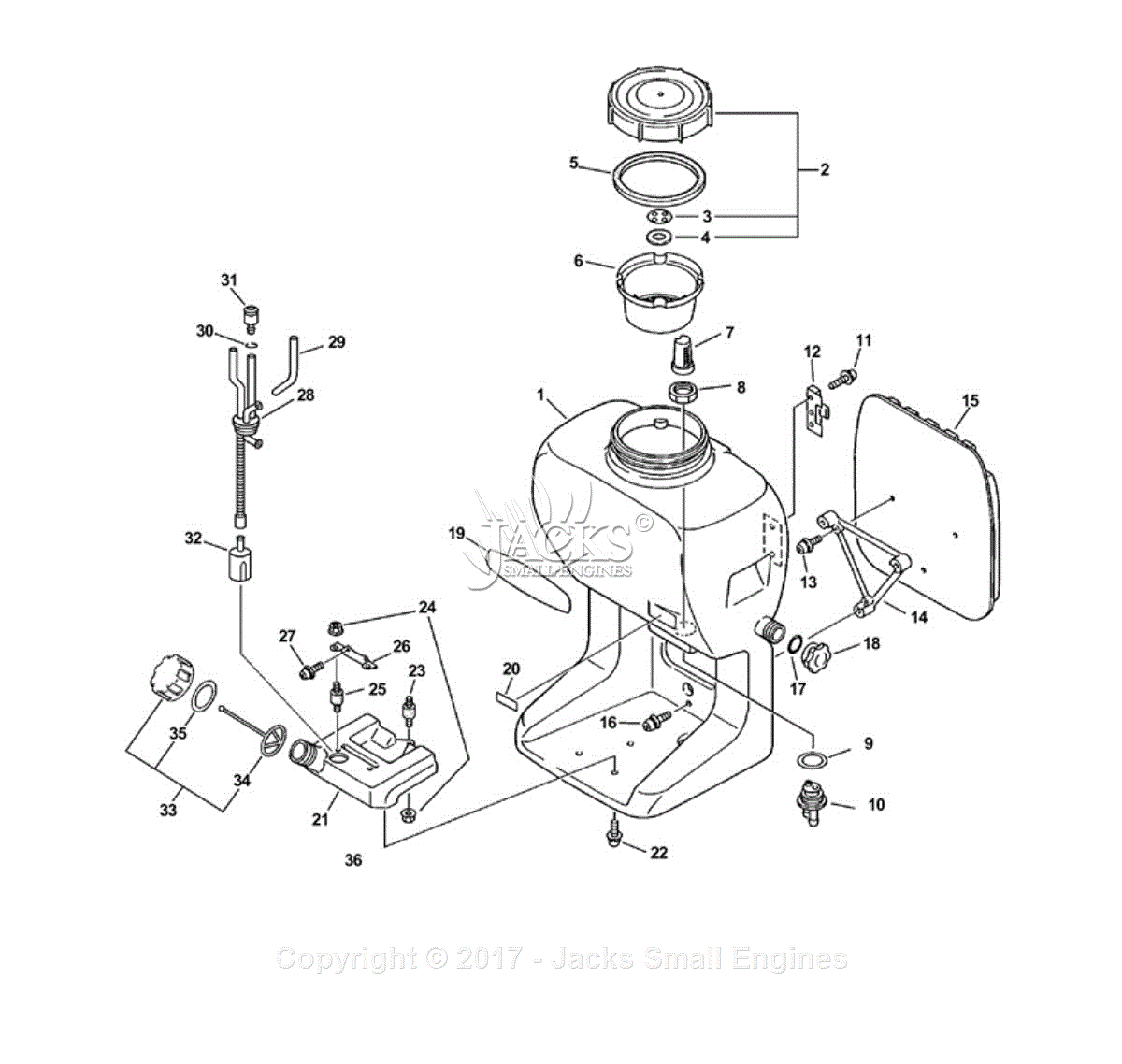 Echo SHR-210 Parts Diagram for Fuel Tank, Spray Tank