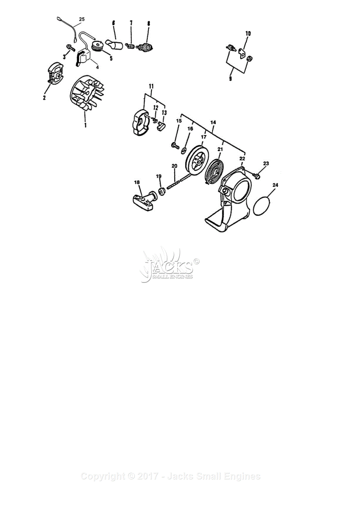 Echo GT-2000 Type 1E Parts Diagram for Clutch, Ignition, Starter