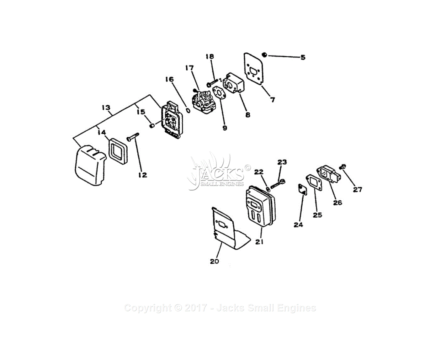 Echo GT-2101 Parts Diagram for Intake, Exhaust, Air Cleaner