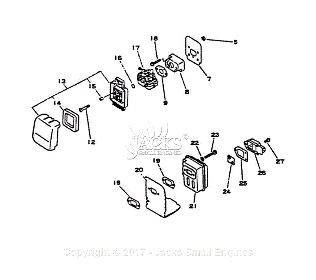 Echo Gt-2102 Parts Diagram For Intake, Exhaust, Air Cleaner