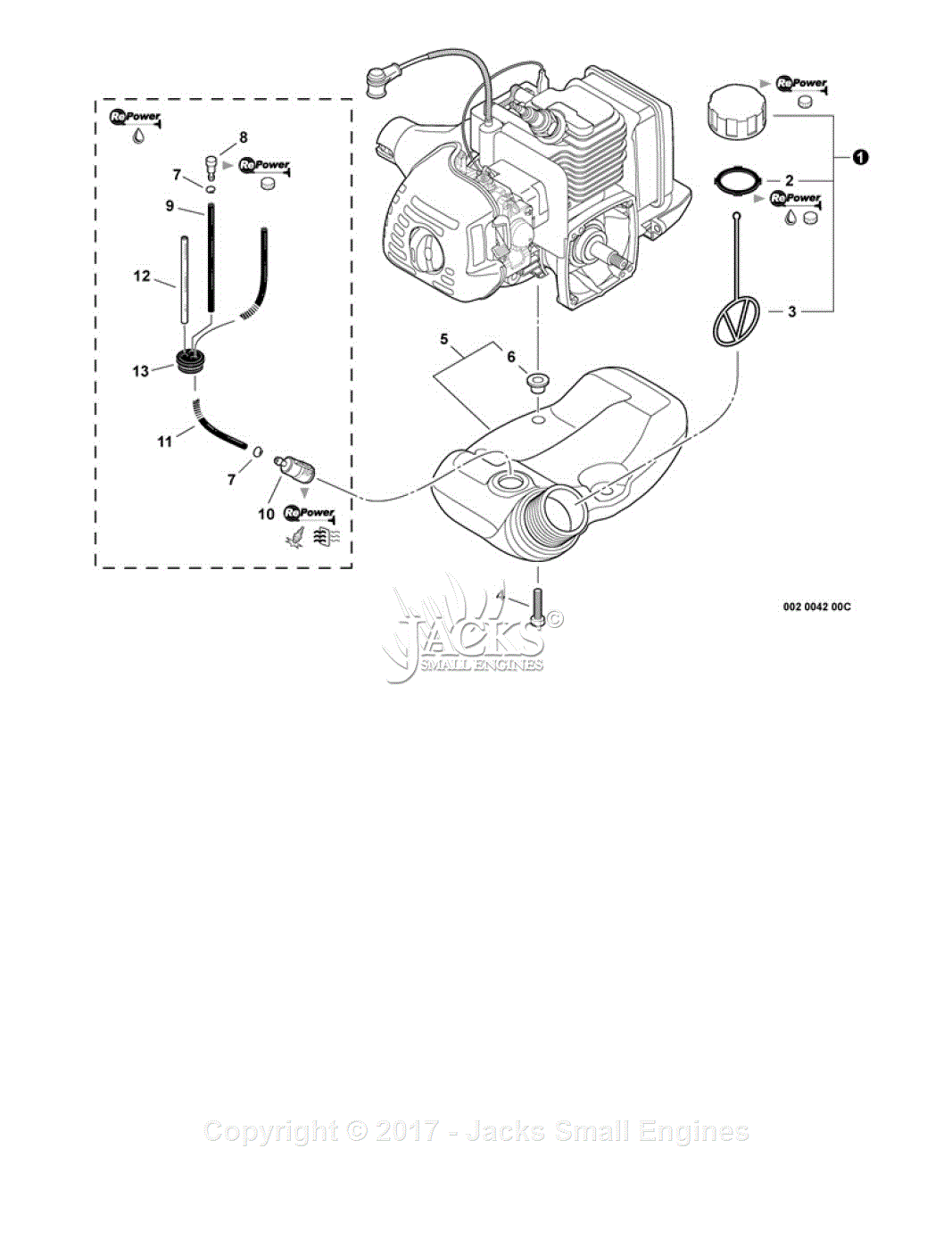 Echo GT-225 S/N: S09812001001 - S09812999999 Parts Diagram for Fuel System