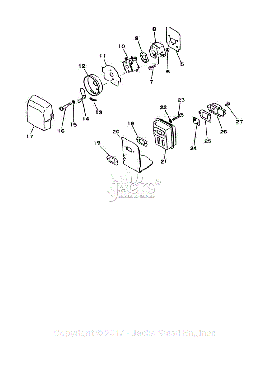 Echo SRM-1501 S/N: 0017001 - 0039000 Parts Diagram for Intake, Exhaust