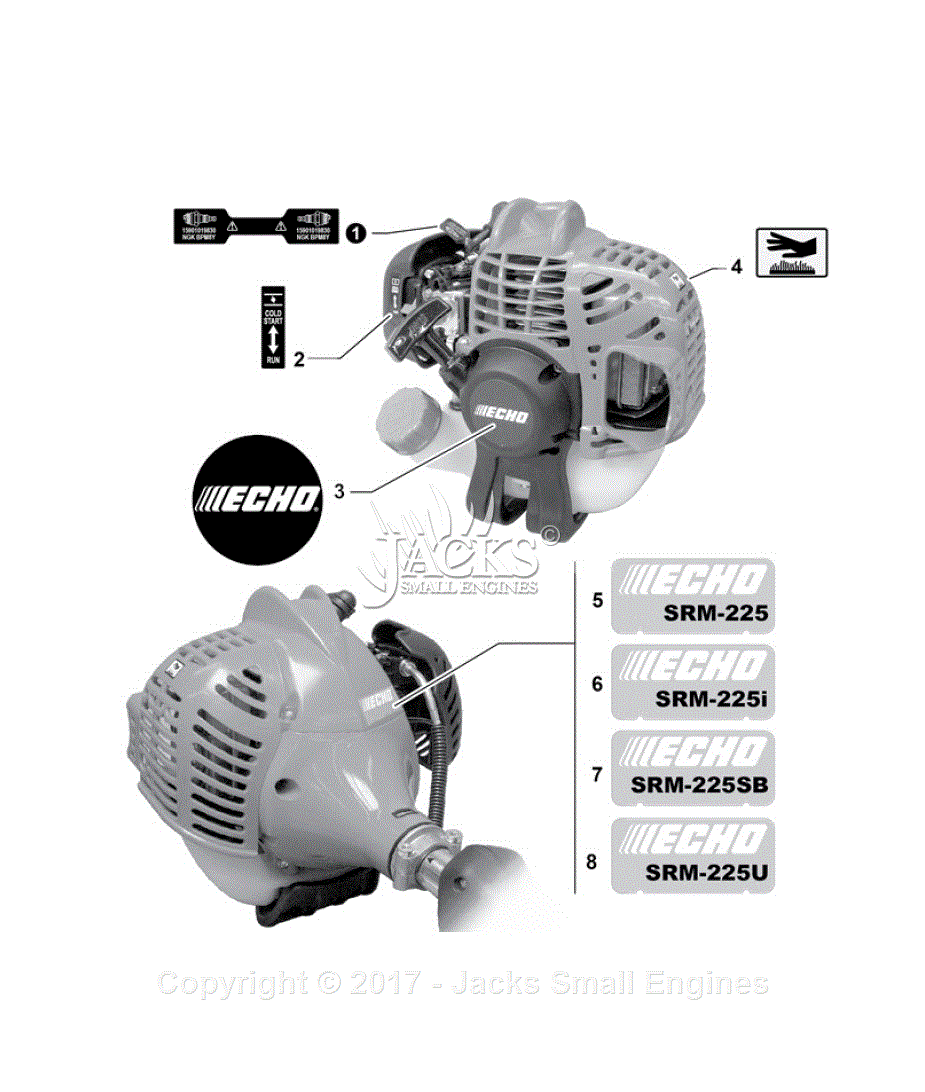 Echo SRM-225 S/N: S94726001001 - S94726999999 Parts Diagram for Labels