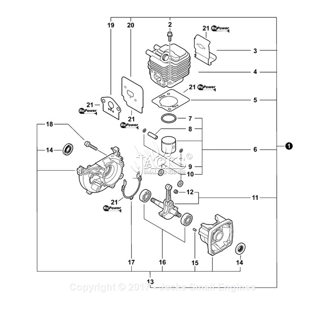 Echo SRM-225U S/N: S79012001001 - S79012999999 Parts Diagram for Engine