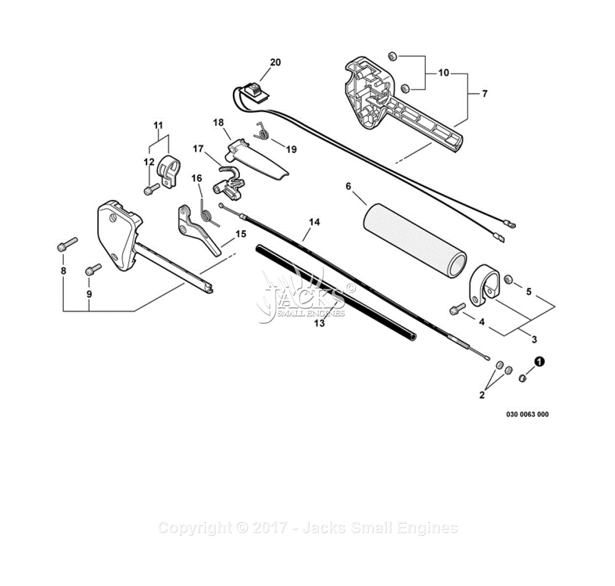 Echo SRM-22GES Parts Diagram for Control Handle, Throttle Cable ...