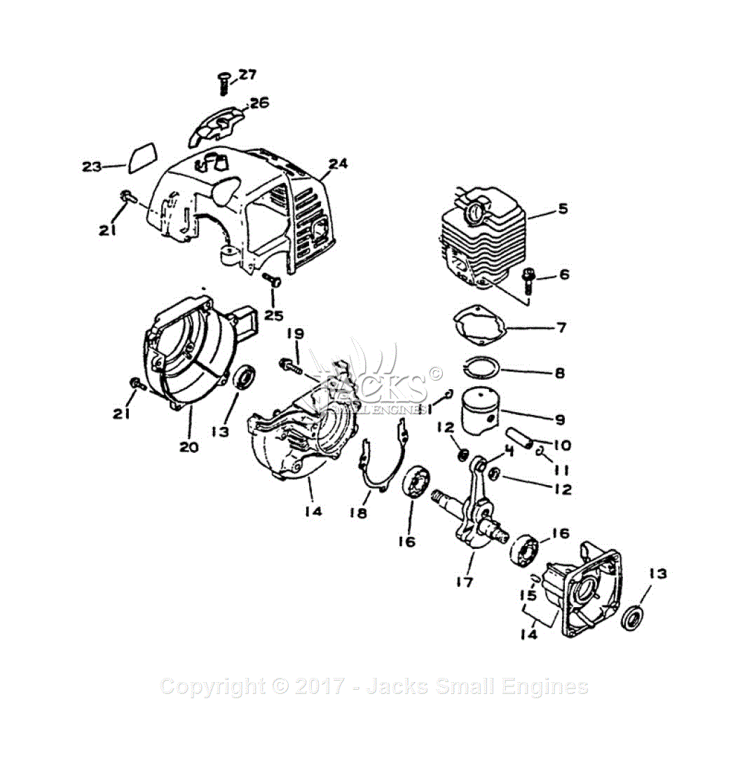 Echo SRM2301 S/N 001001 0031000 Parts Diagram for Engine, Crankcase