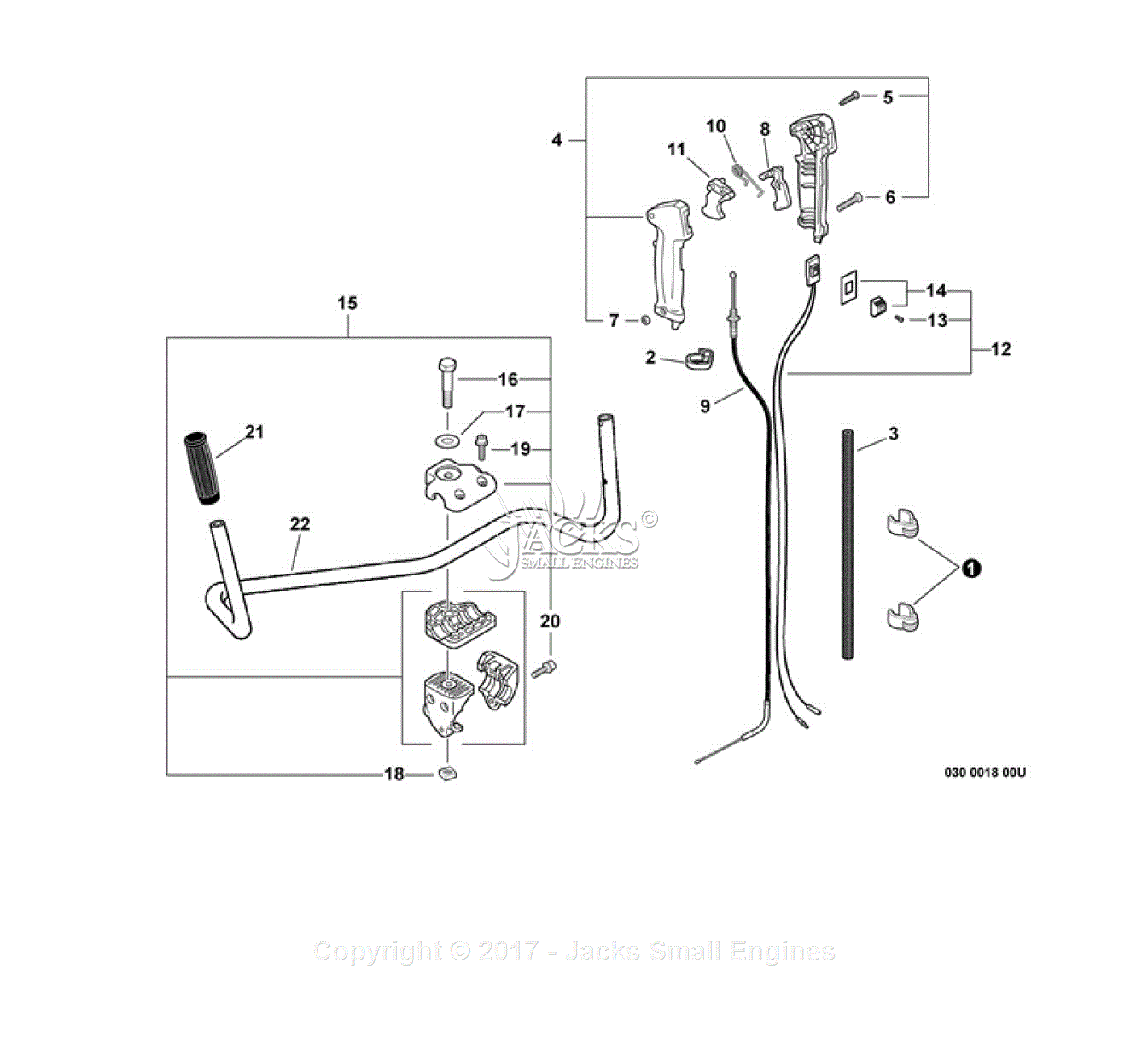 Echo SRM-230U S/N: 06001001 - 06999999 Parts Diagram for Handles ...