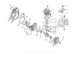Echo SRM-3800 Type 1E Parts Diagram for Gear Housing Asy, Blades, Shield,  Tools