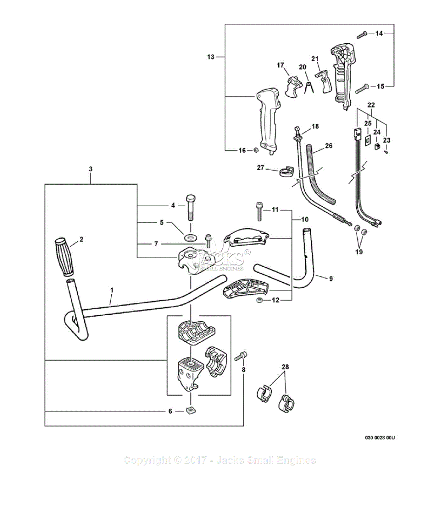 Echo Srm-400 S N: 04001001 - 04999999 Parts Diagram For Handles 