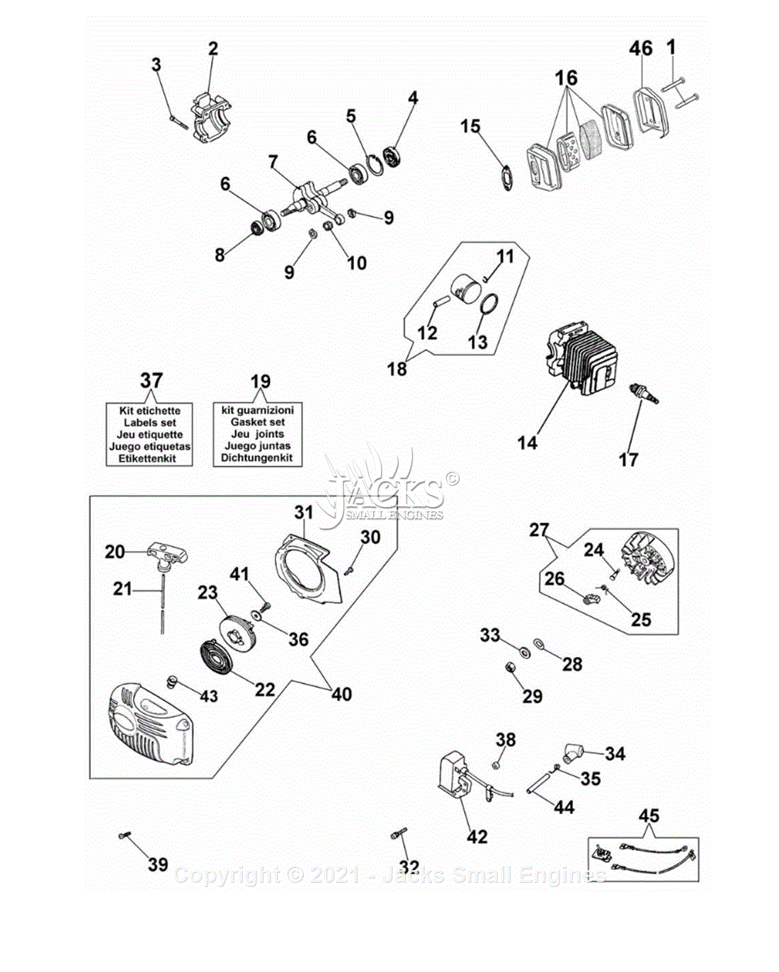 Efco 132S Parts Diagram for 1 - Engine