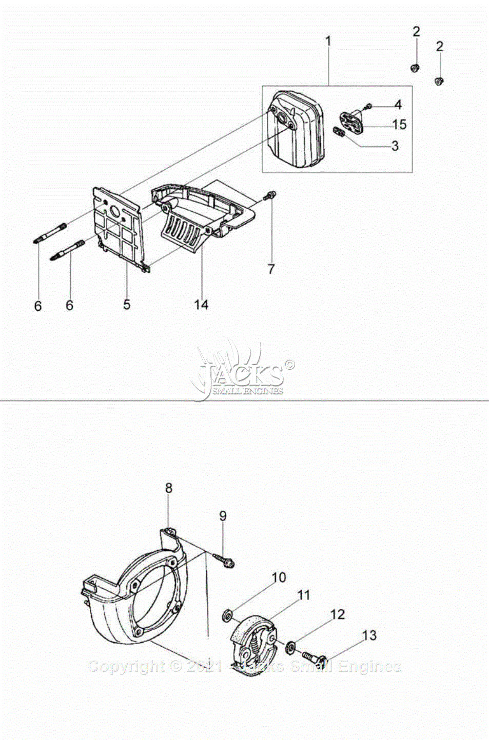 Efco DS 3600 4S Parts Diagram for 4 - Muffler and clutch