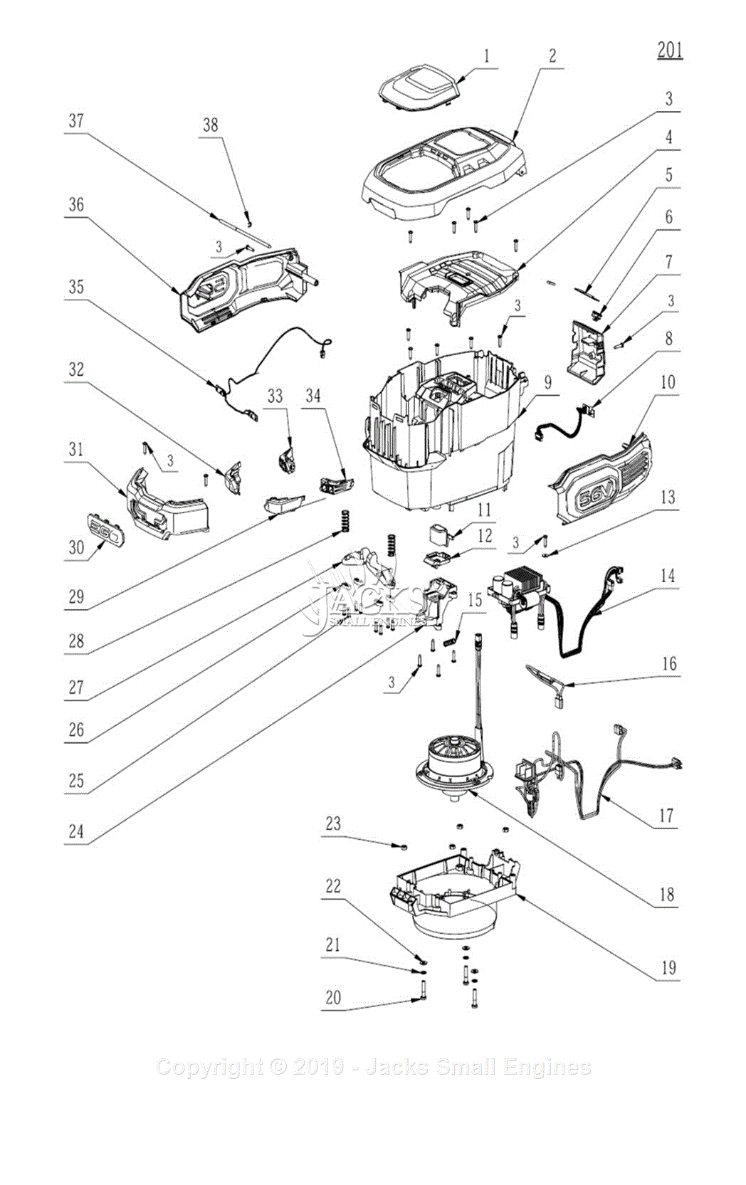 EGO LM2020SP Parts Diagram for Power Unit