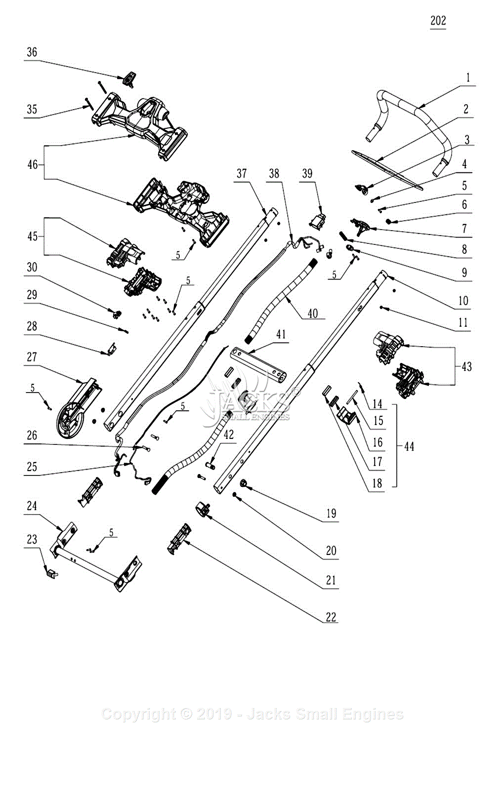 EGO LM2100_V2 Parts Diagram for Handle Assembly