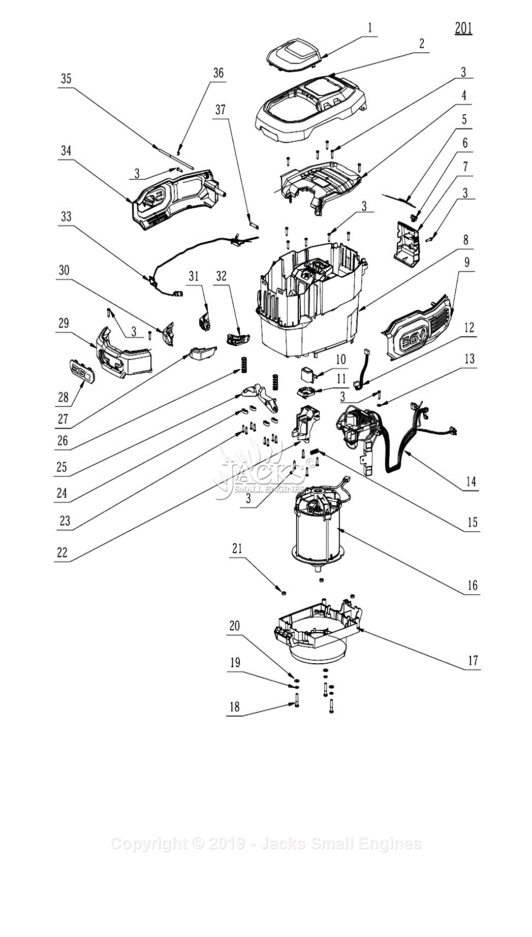 EGO LM2100SP_V1 Parts Diagram for Power Unit