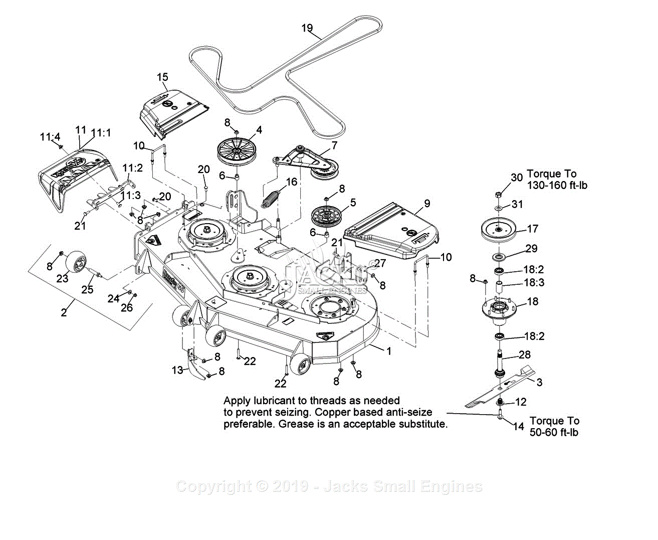 Exmark LZE740KC604 S/N 312,000,000 & Up Parts Diagram for Deck Assembly