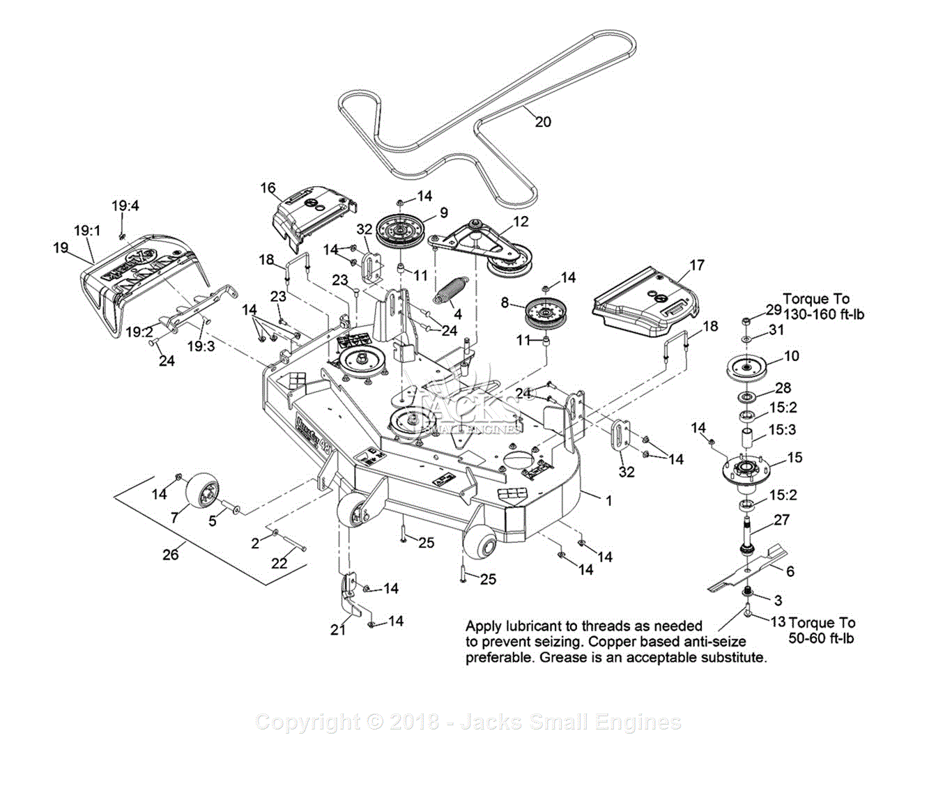 Exmark LZE600GKA484A2 S/N 315,000,000 & Up Parts Diagram for Deck Assembly