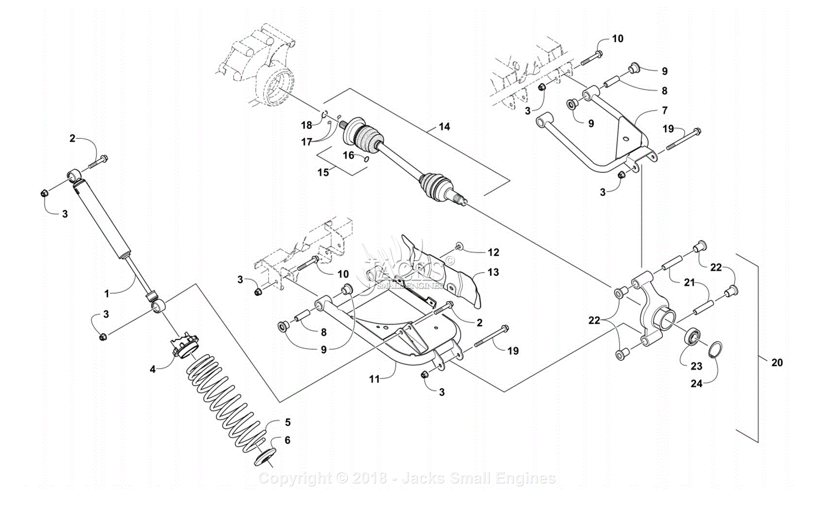 Exmark UTS500AAC00000 Model Year 2015 Parts Diagram for REAR SUSPENSION ...