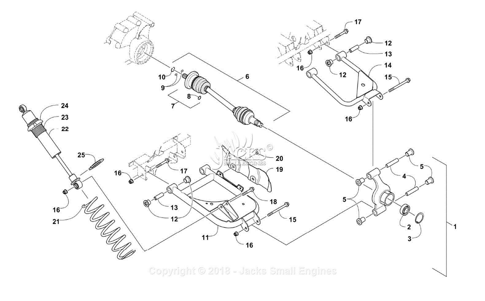 Exmark UTS700AAC00000 Model Year 2015 Parts Diagram for REAR SUSPENSION ...