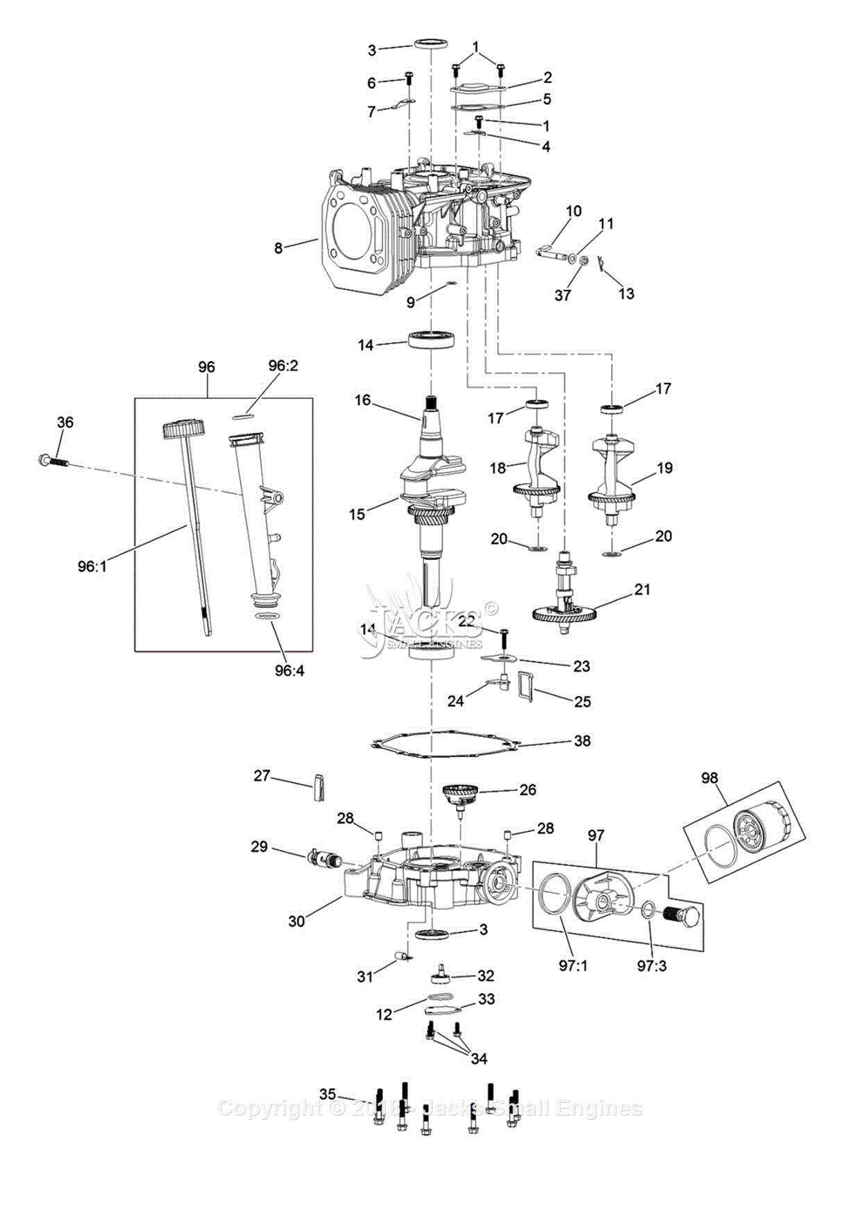 Exmark QTE452CEM42100 S/N 316,000,000 & Up Parts Diagram for Crankcase ...