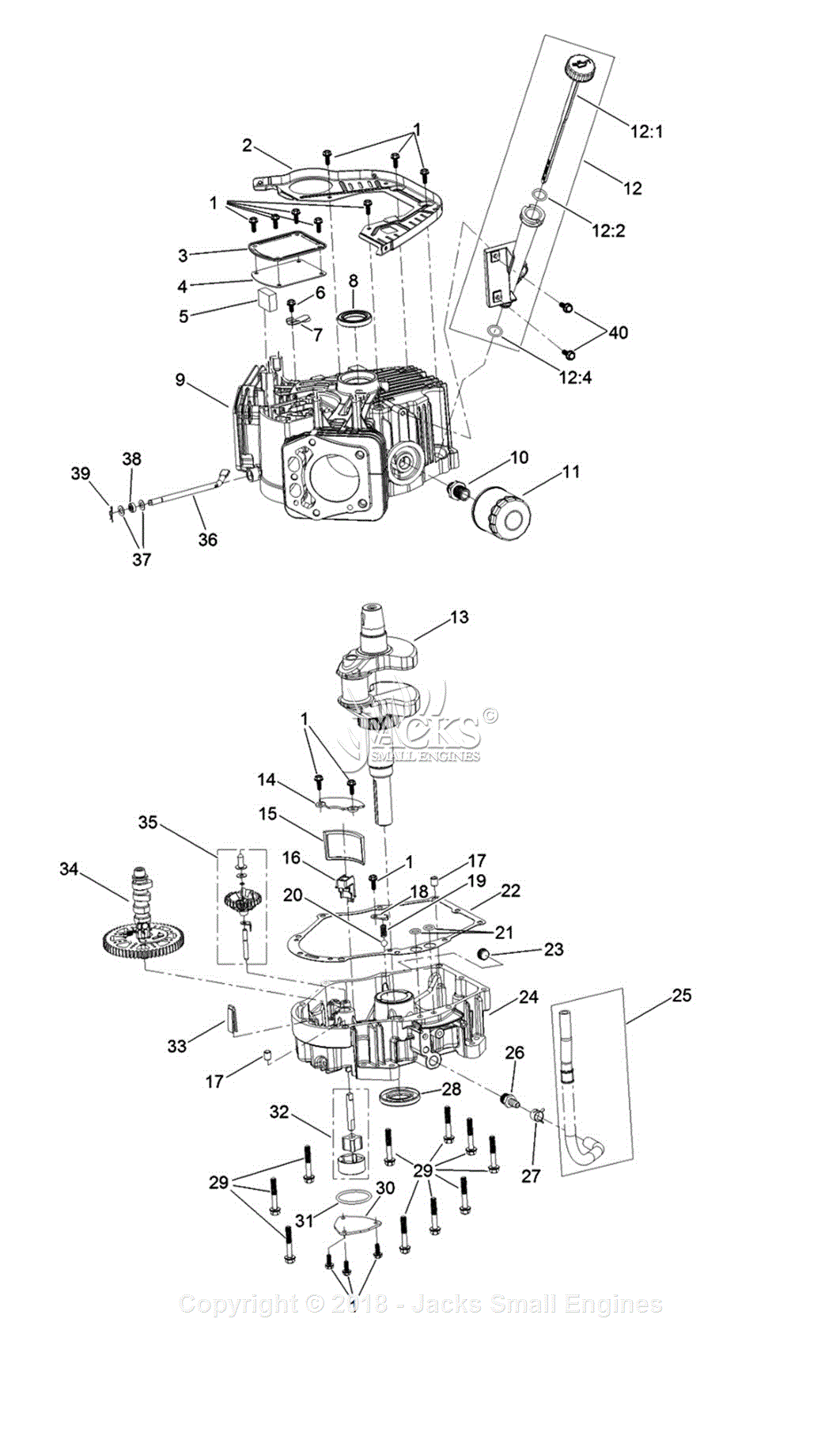 Exmark QTS708GEM50200 S/N 315,000,000 & Up Parts Diagram for Crankcase ...