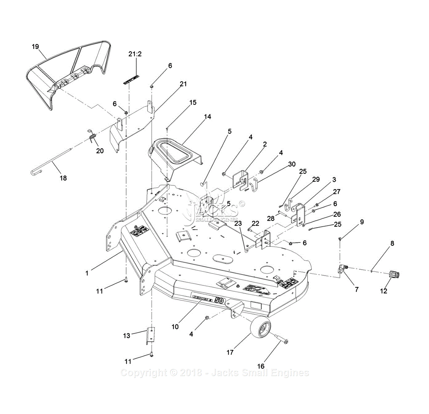 Exmark QSS708GEM50200 S/N 315,000,000 & Up Parts Diagram for Deck Assembly