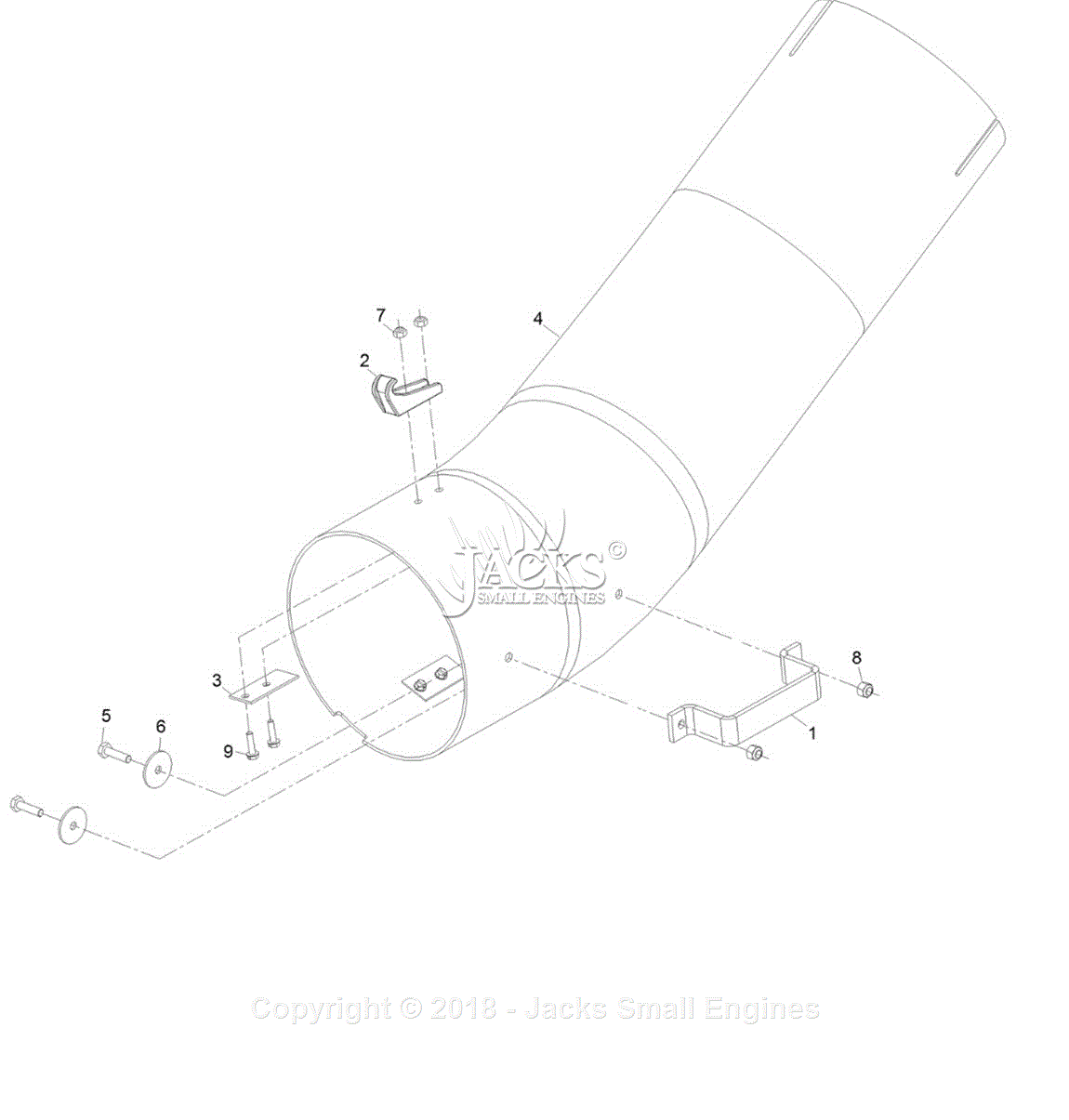 Exmark LZUVQD11 S/N 402,082,300 & Up Parts Diagram for Lower Tube Assembly