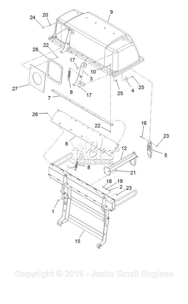 Exmark Lzuv2b S N 402,082,300 & Up Parts Diagram For Hood And Frame 