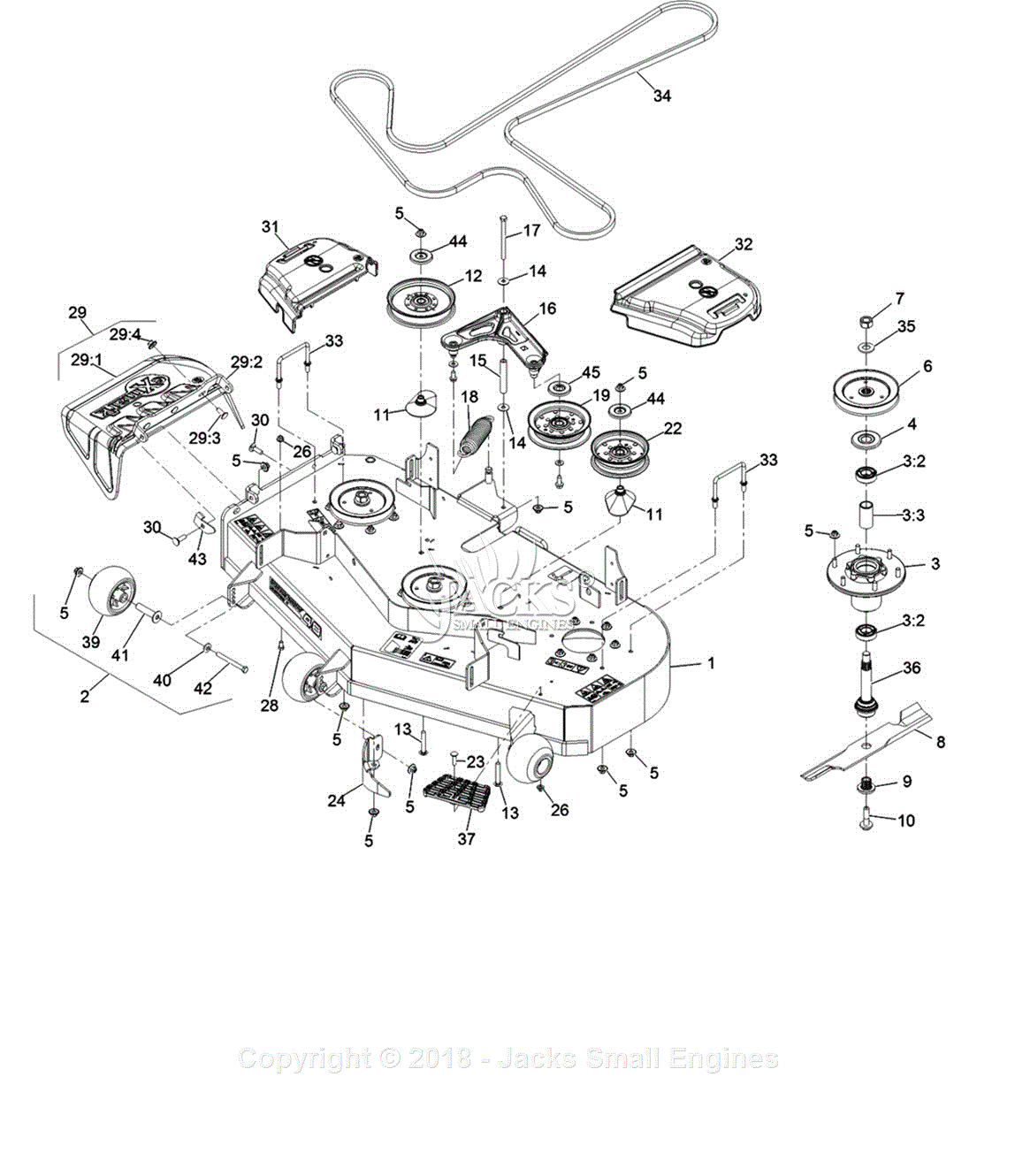 Exmark RAX651GKA484A3 S/N 402,082,300 & Up Parts Diagram for Deck Assembly