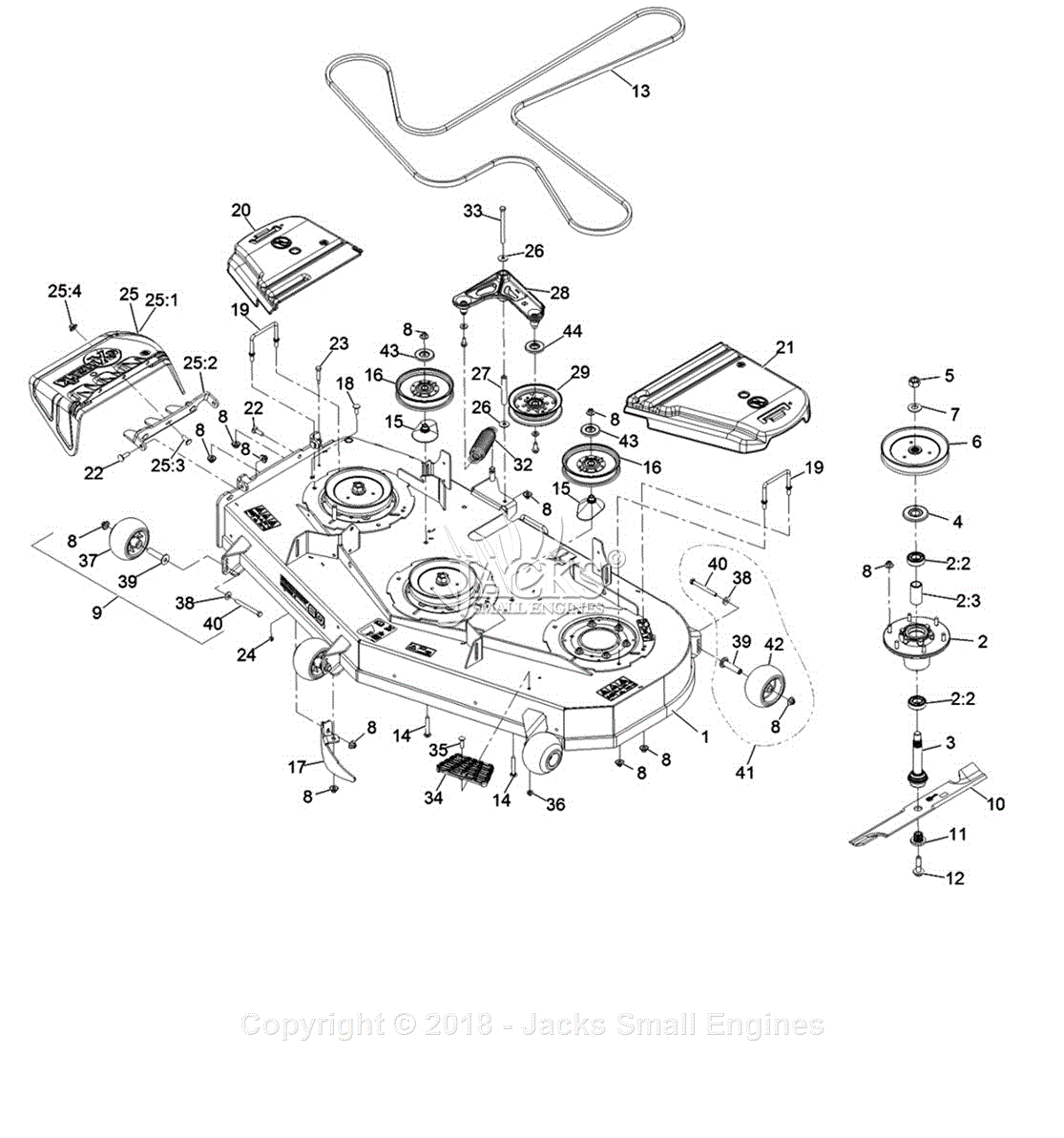 Exmark RAX730GKA604A3 S/N 402,082,300 & Up Parts Diagram for Deck Assembly