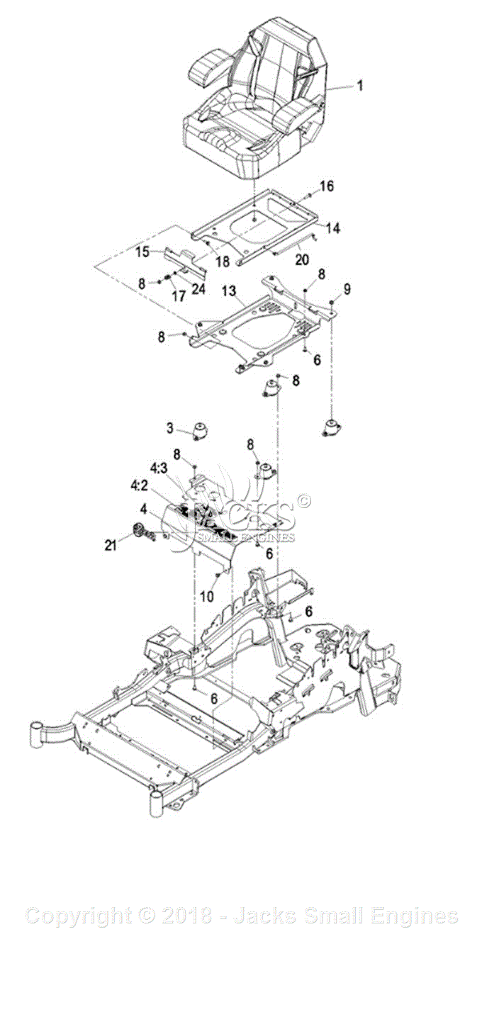 Exmark LZZ29KA606 S/N 850,000 & Up Parts Diagram for Seat Group
