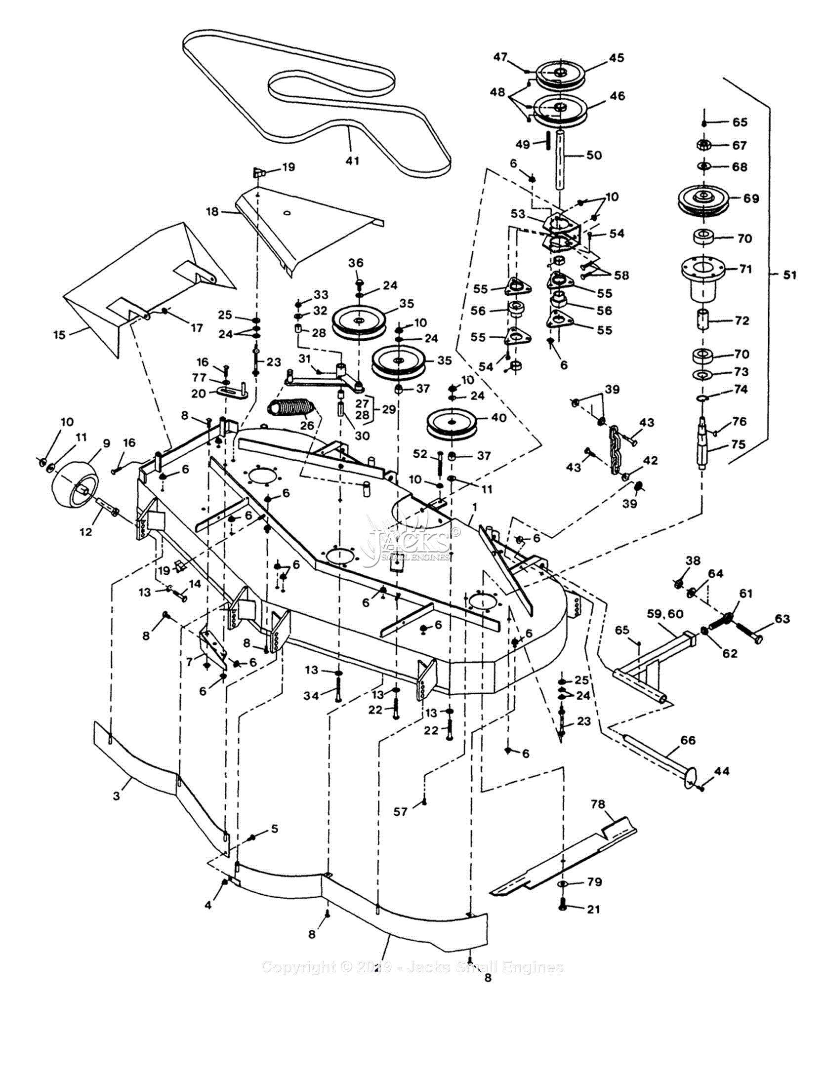 Exmark LZ25KC60 SN 115,000129,999 (1996) Parts Diagram for 52" Deck Group