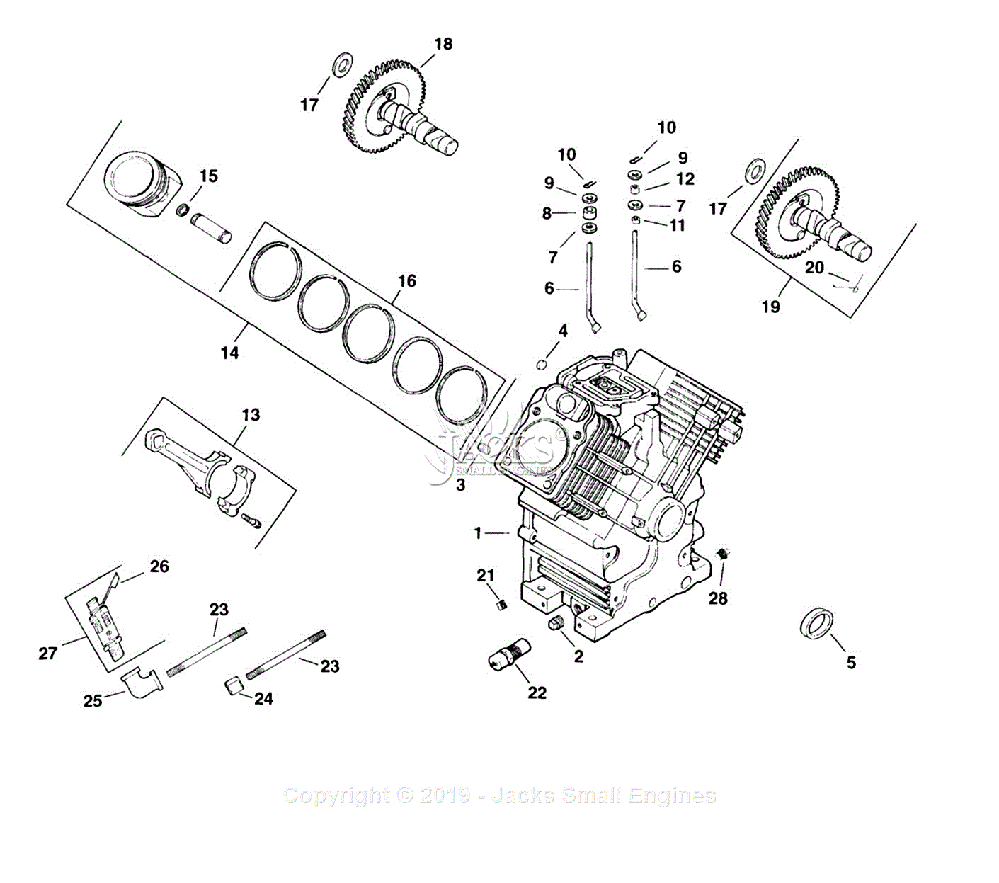 Exmark LZ25KC604 S/N 190,000219,999 (1999) Parts Diagram for Crankcase