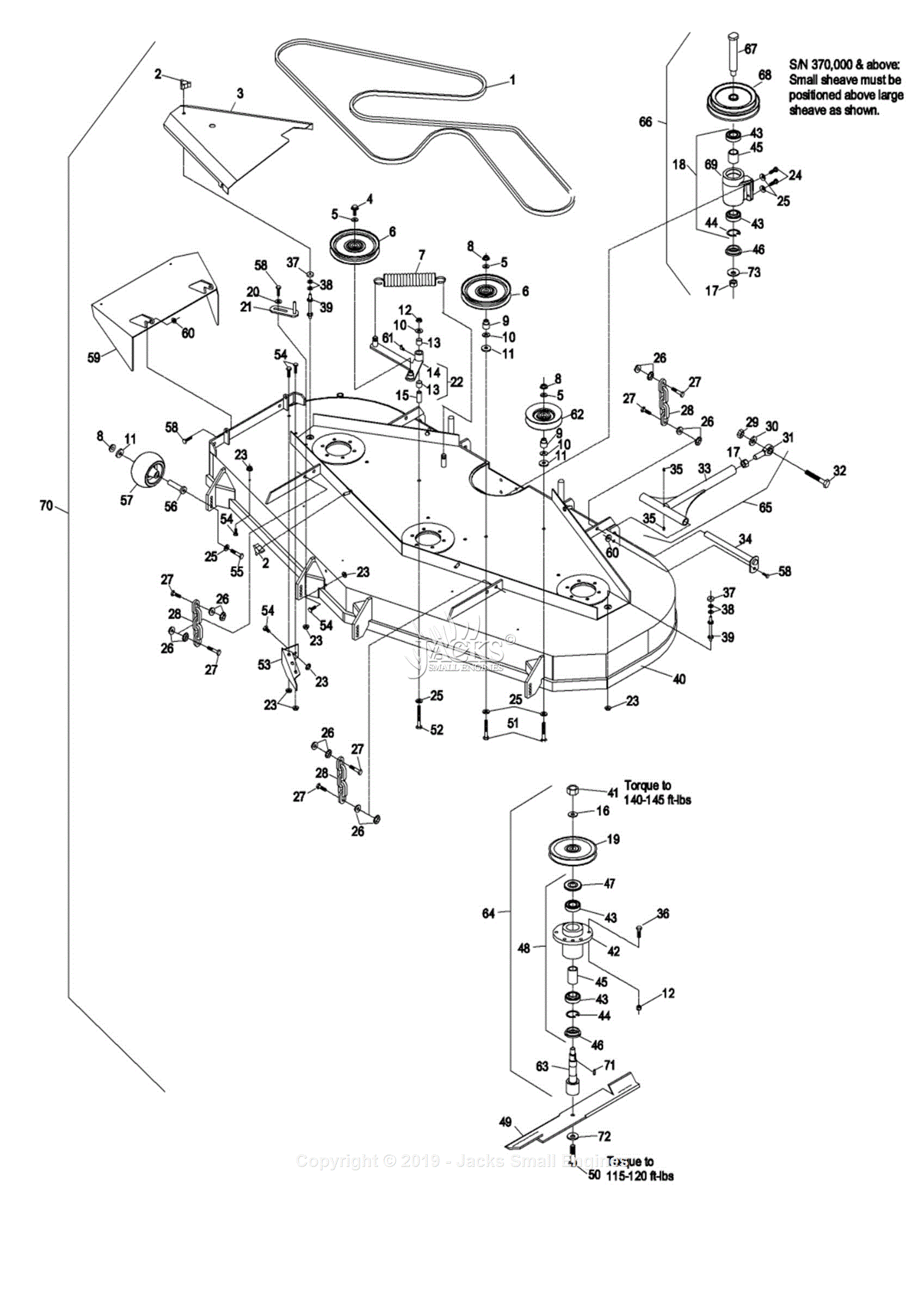 Exmark LZ27KC604 S/N 370,000-439,999 (2003) Parts Diagram for Deck 