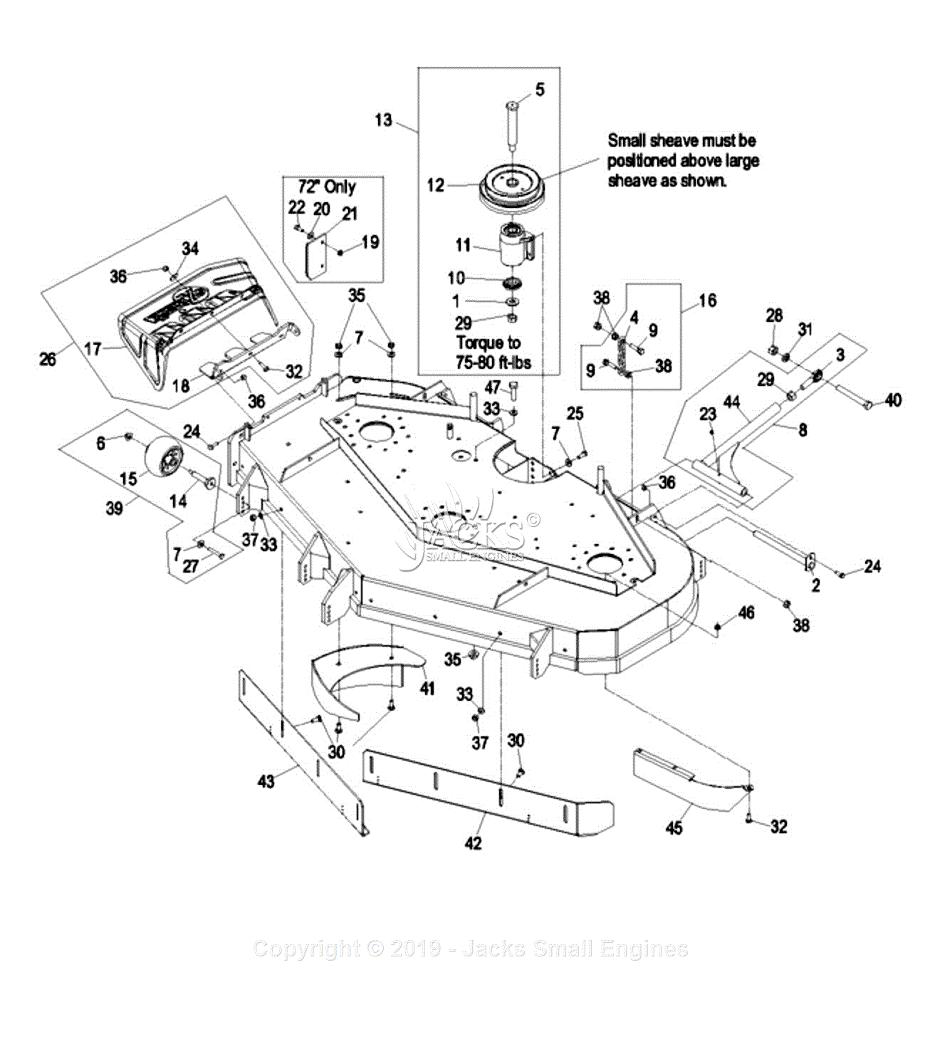 Exmark LXS35BV725 S/N 790,000 - 849,999 Parts Diagram for Deck 