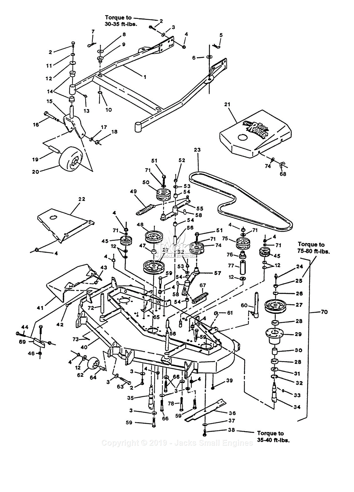 Exmark FMD522 S/N 115,000129,999 (1996) Parts Diagram for 52" Mower Deck