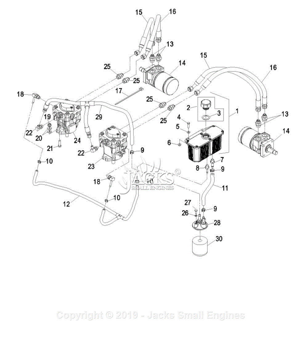 Exmark TT23KAE S/N 790,000 & Up Parts Diagram for Hydraulics Group