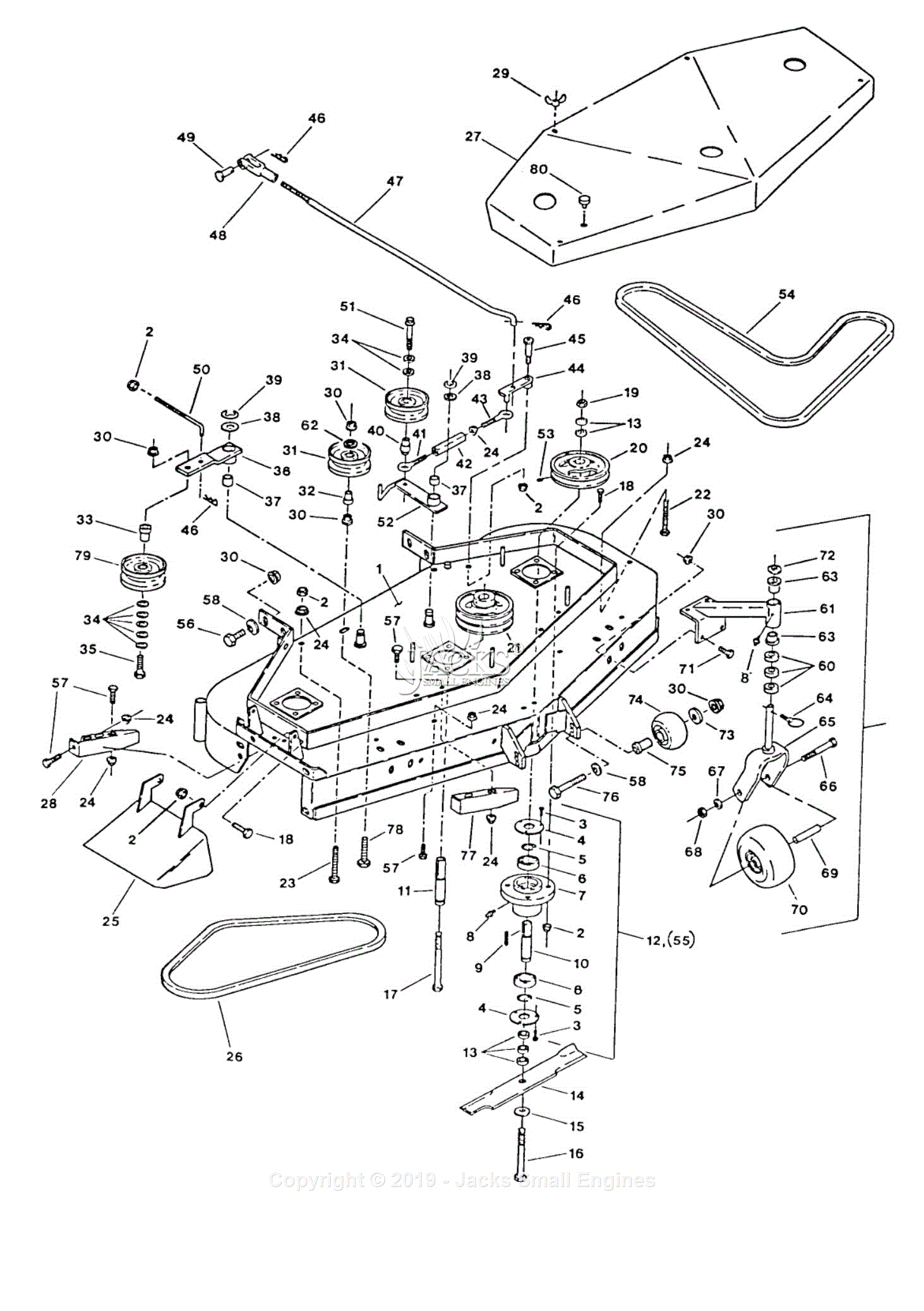 Exmark V48-14K-5 S/N 90,000-101,999 (1994) Parts Diagram for 52