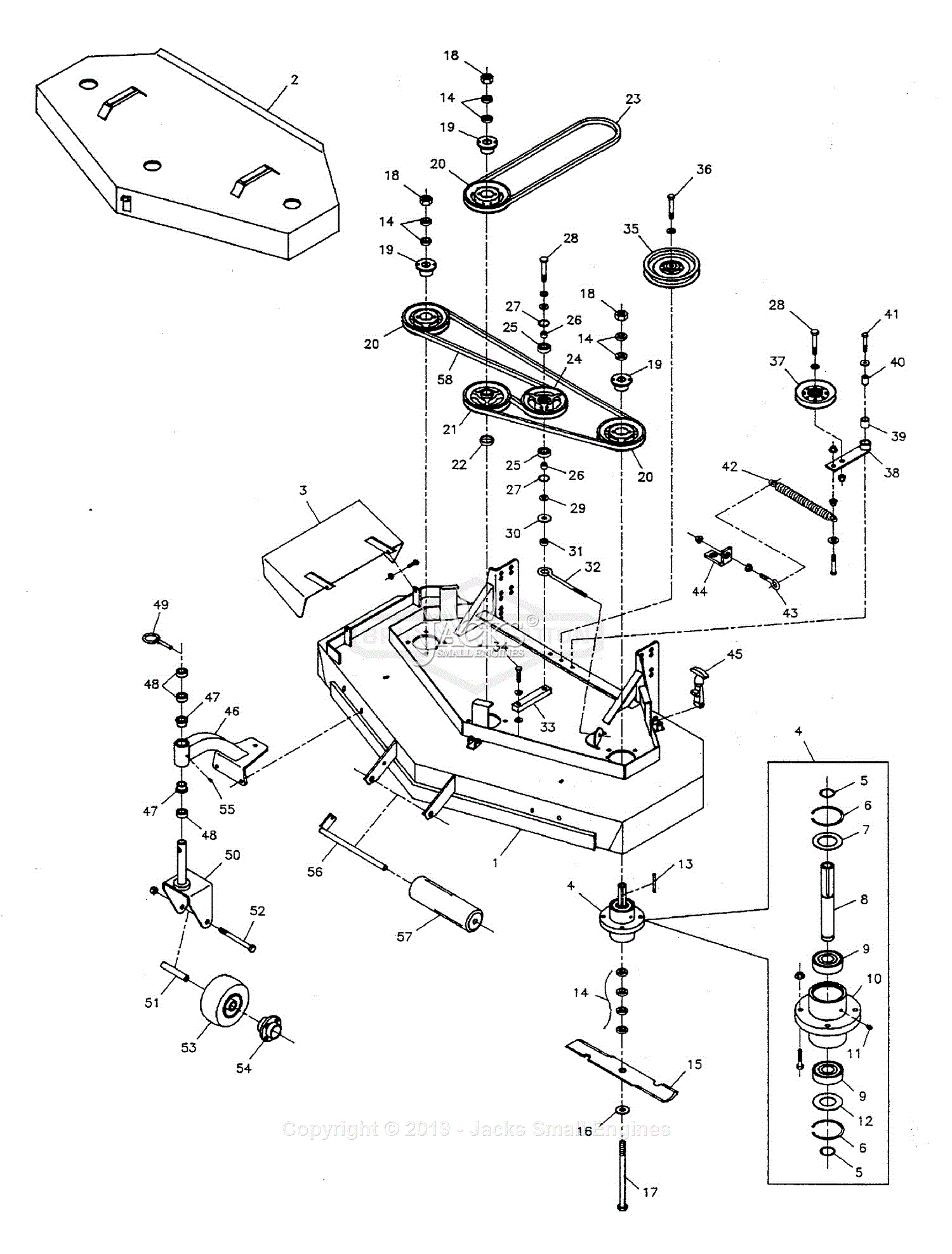 Ferris Attachments Parts Diagram for 61" Mower Deck Complete