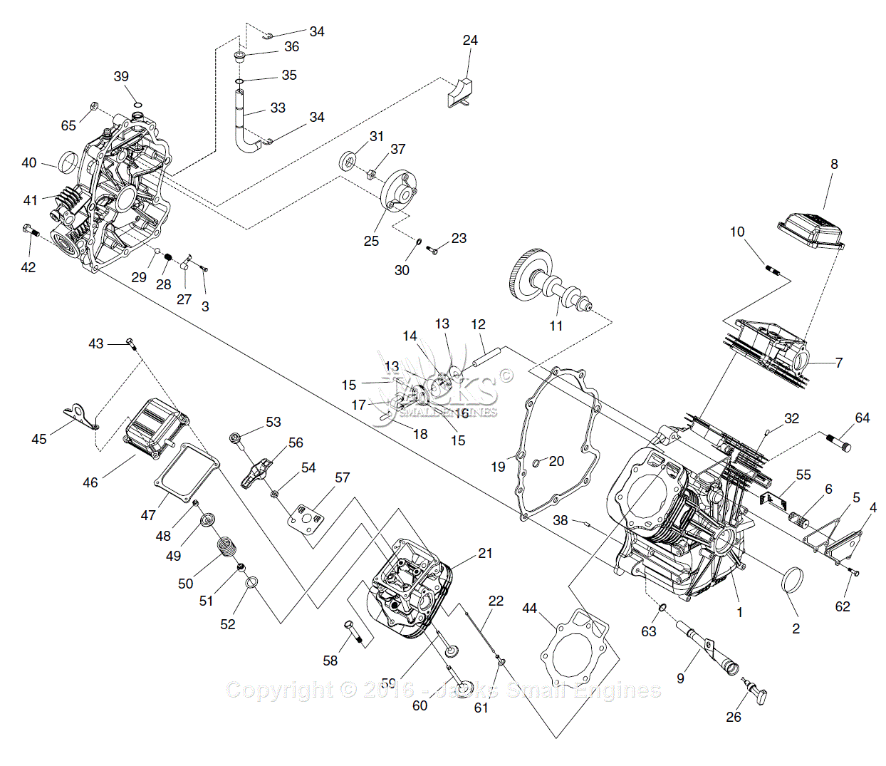 Generac 005008-0 (GTV760) Parts Diagram for Long Block - Common