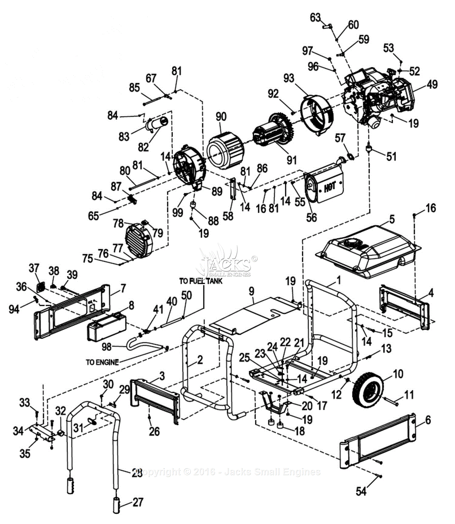 Generac 0057470  Xg8000e  Parts Diagram For Frame Assembly