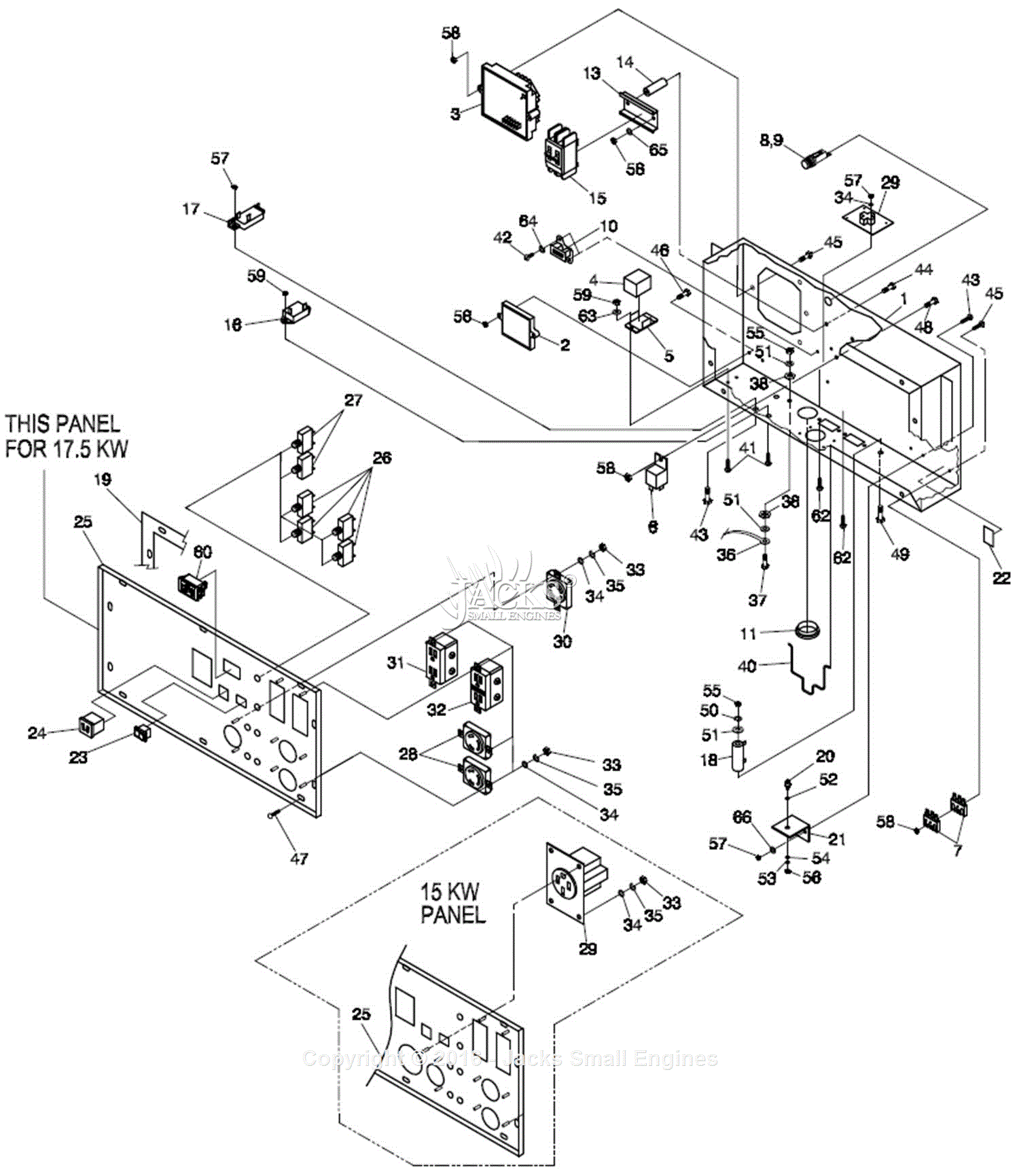Generac 057340  Gp15000e  Parts Diagram For Control Panel