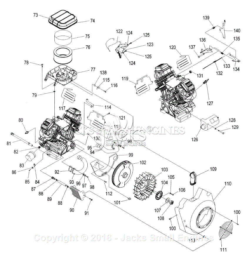 Generac 4390-0 Parts Diagram for Engine GT990/760 II