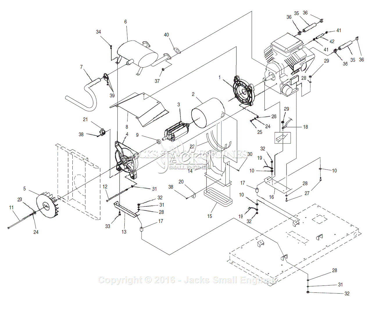 Generac 4692-2 Parts Diagram for Engine and Alternator