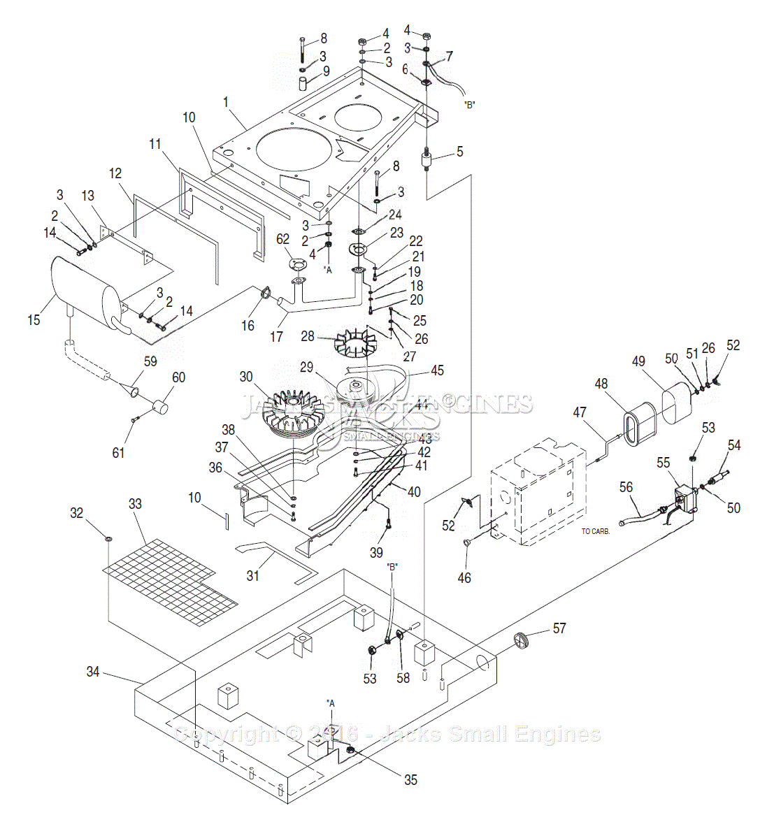 Generac 4707-0 Parts Diagram for Base & Pulleys