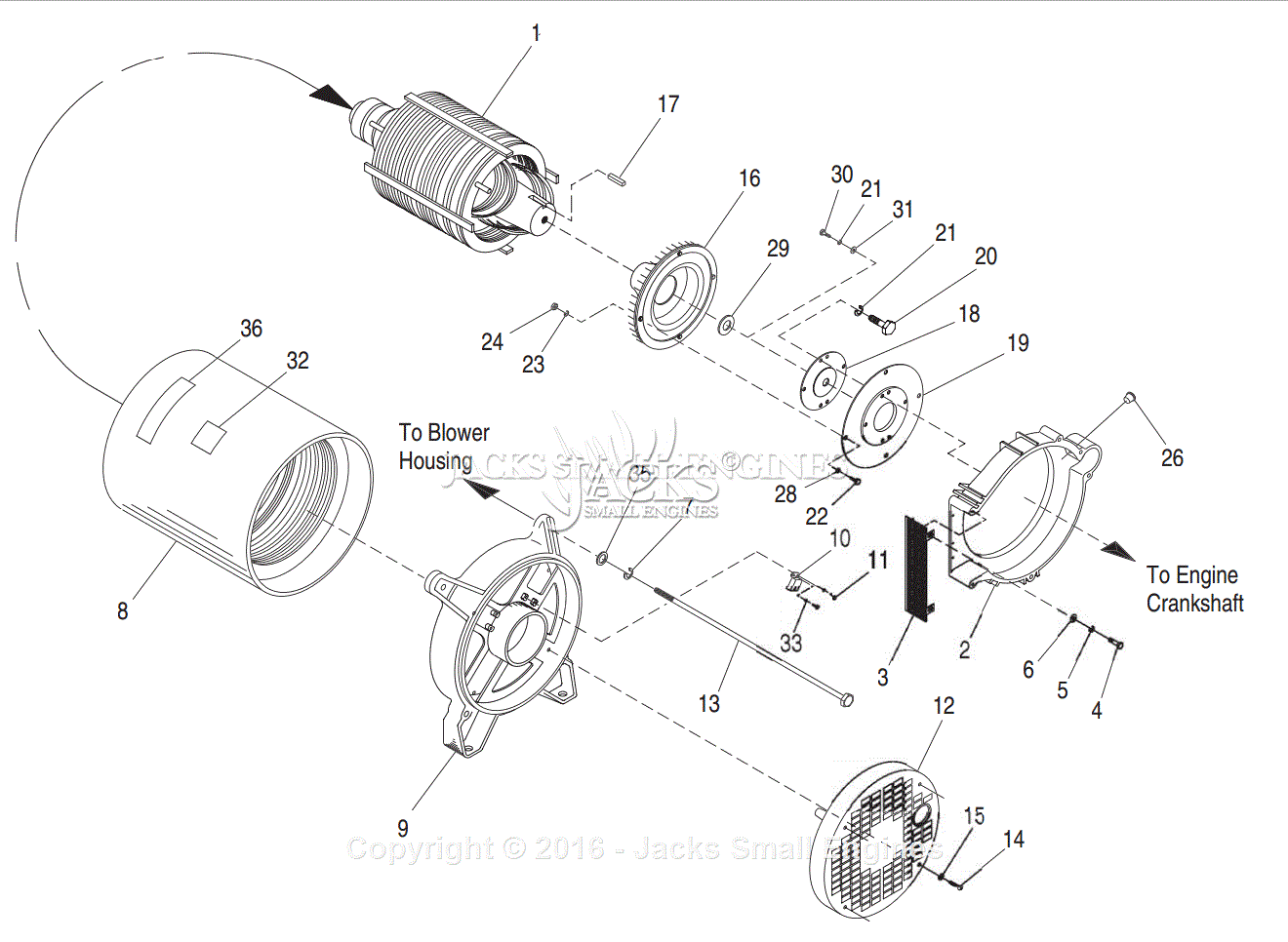 Generac 4722-0 Parts Diagram for Alternator