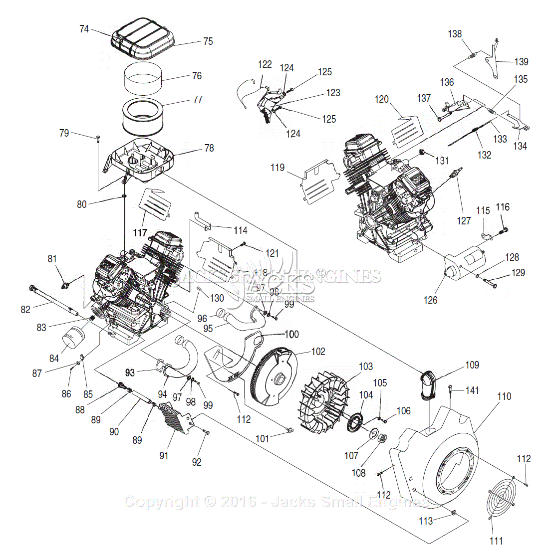 Generac 4760-0 Parts Diagram for Engine GT990/760 II