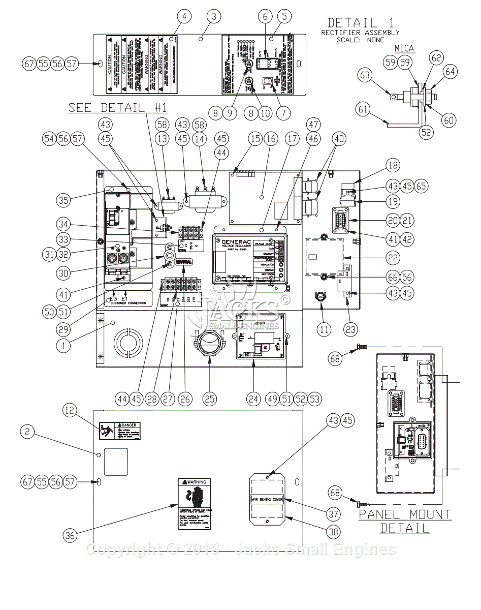 Generac 4917-2 Parts Diagram for Control Panel