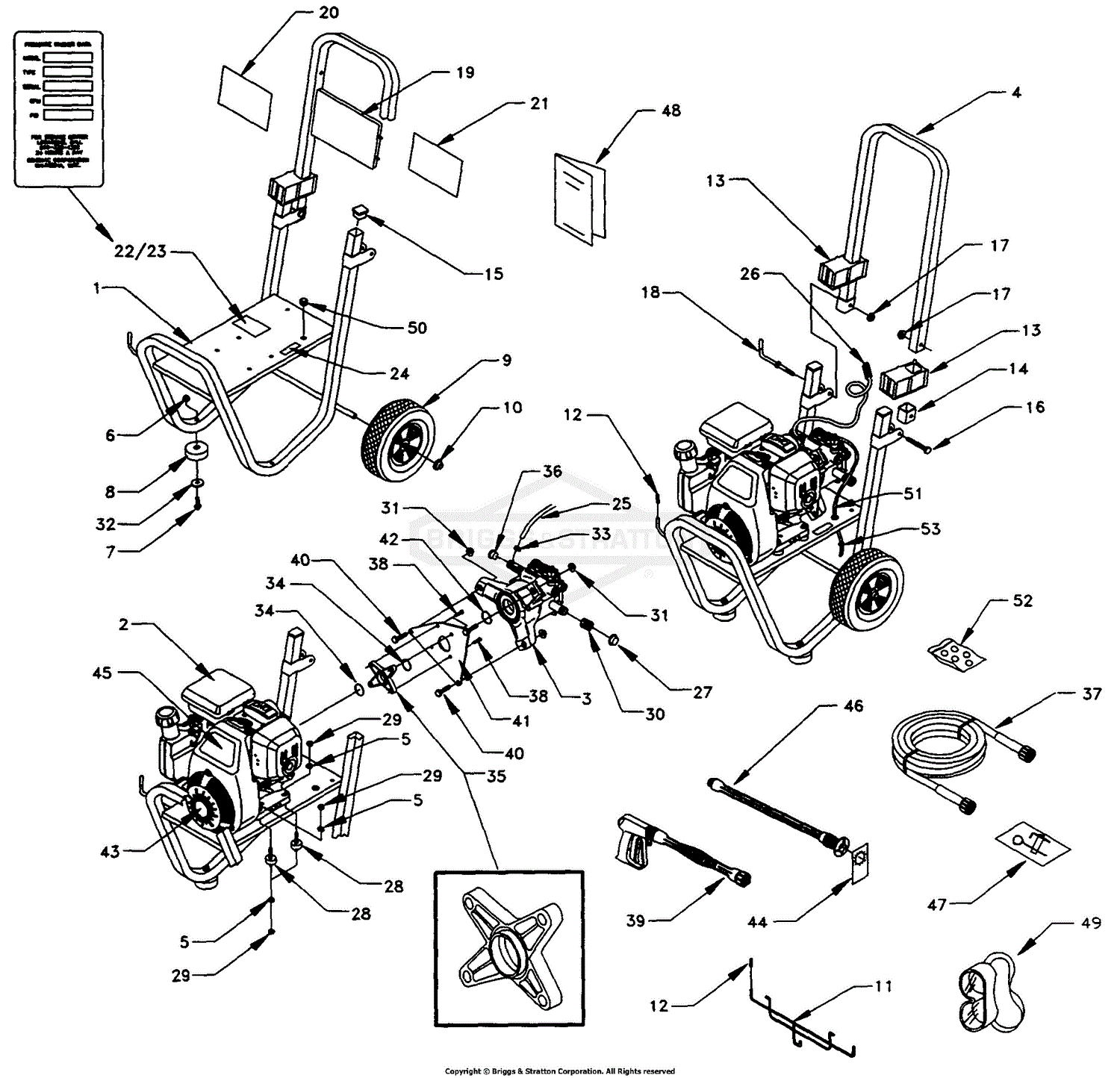 Briggs and Stratton Power Products 11950 1,800 PSI Parts Diagram for