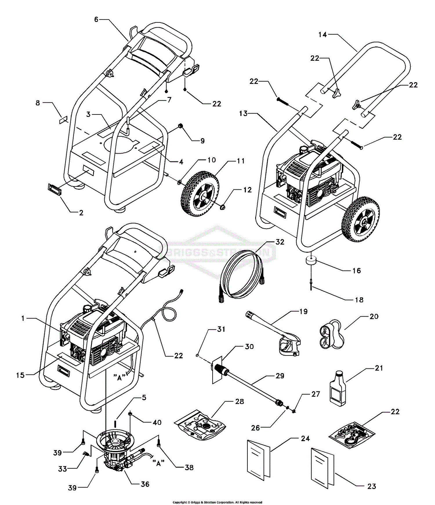 Briggs and Stratton Power Products 1674-0 - 2,300 PSI Parts Diagram for ...