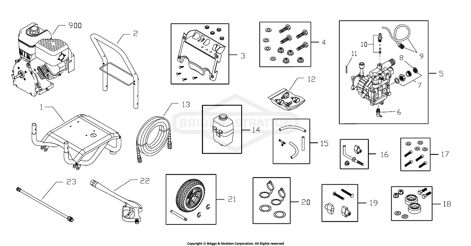 Briggs and Stratton Power Products 020251-0 - 2,900 PSI Parts Diagram ...